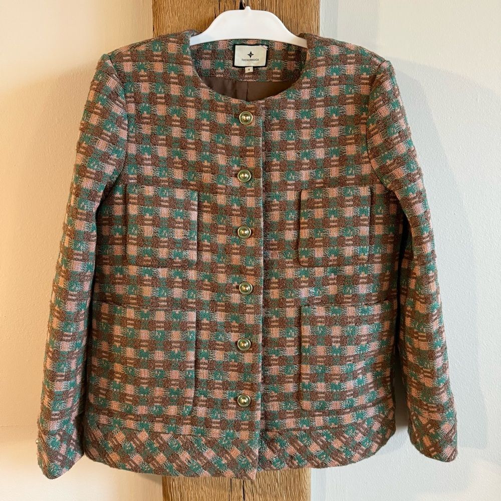 Tuckernuck Neapolitan Tweed Graham Jacket Pink Green Brown Size S - Picture 2 of 12